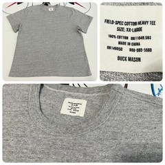 Mens Buck Mason Field Spec Cotton Heavy Tee T-Shirt Gray 2XL Mint!