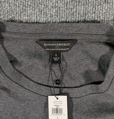 Banana Republic Men’s Large Luxe Touch Performance Tee Long Sleeve Charcoal NWT