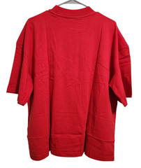 Boohoo MAN Mens M Oversized Boxy Cross Applique Distressed T-Shirt Tee Red