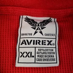 Avirex Shirt Mens 2XL Red Thermal Waffle Knit Long Sleeve Graphic Skull