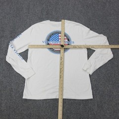 Vineyard Vines Shirt Mens Small White Long Sleeve Flag Graphic Pocket Tee USA