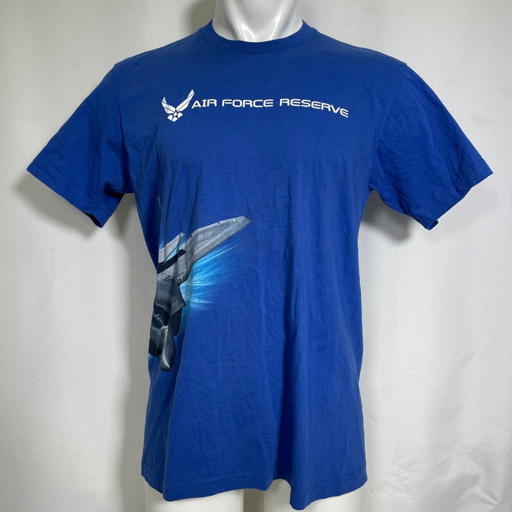 Air Force Reserve Jet Fighter Military Royal Blue T-Shirt Men’s LARGE