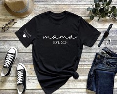 Personalized Mom Shirt with Kids Names on Sleeve Custom Mama Tee