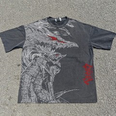Berserk Anime Guts & Beast of Darkness Vintage Wash Heavyweight Cotton T-Shirt