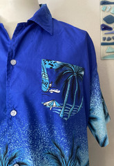 Beach & Palm Tree Hawaiian Shirt Fight The Wolf Men’s Summer Shirt Size XL