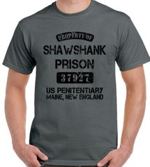Shawshank Redemption T-Shirt Property Of Prison Mens Funny Movie Stag Doo Do