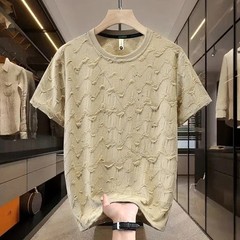 Men Luxury Fashion Trendy Diamond Ripped Hole Casual Summer Streetwear T-Shirt