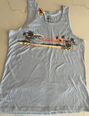 BUC-EES Beach Scene~ Men’s Large Lt. Blue Tank Top