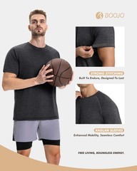 BOOJO 7 Pack Workout Shirts for Men Quick Dry Moisture Wicking TShirts Short…