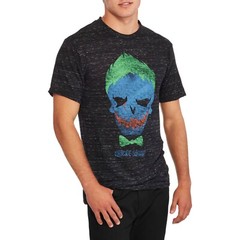 Suicide Squad Mens Joker Crazy Face Dark Charcoal Heather Shirt New S-2XL