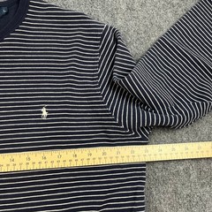 VTG Polo Ralph Lauren Men Large NavyBlueWhite Striped Sweater Long Sleeve USA