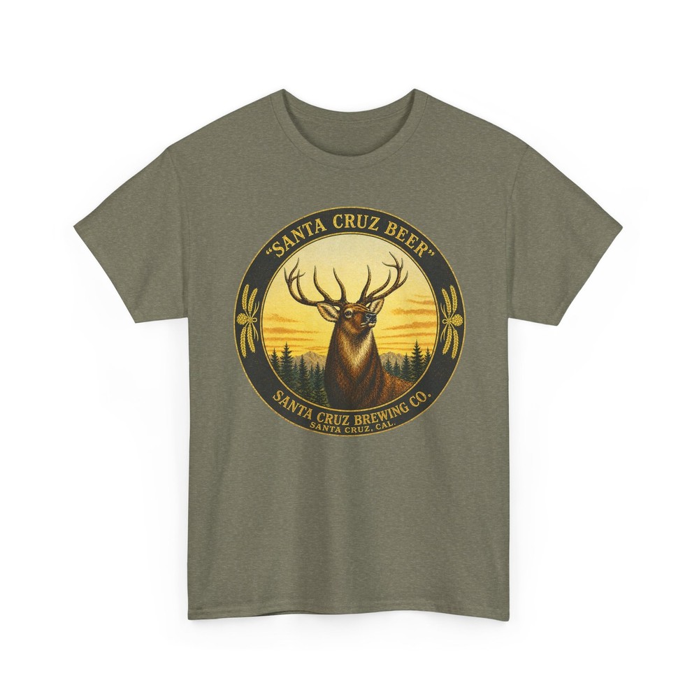 Santa Cruz Brewing Co. California Pre-Pro Beer Elk Buck Retro Breweriana T-Shirt