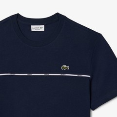Lacoste Men’s Regular Fit Navy Blue Logo Striped T-shirt Large