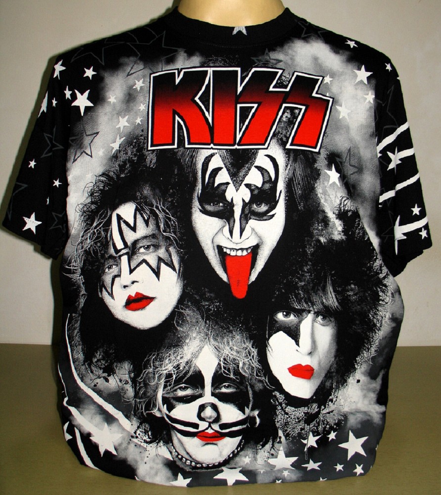 Kiss Rock Band All Over Print T-Shirt Size M L XL 2XL 3XL First Lineup XXL XXXL
