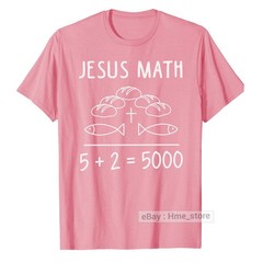 Jesus Christ Math T-shirt 2 Fishes 5 Breads Feeds The 5000 Bible Christian Faith