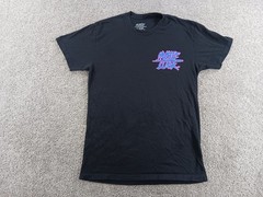 Hustle Luck Small Mens Short Sleeve T-Shirt Black Graphic Print Purple Pink