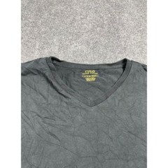 Men’s Black Full Sleeve V-Neck Ribbed Cuff Pull Over Casual T-Shirt Size XL