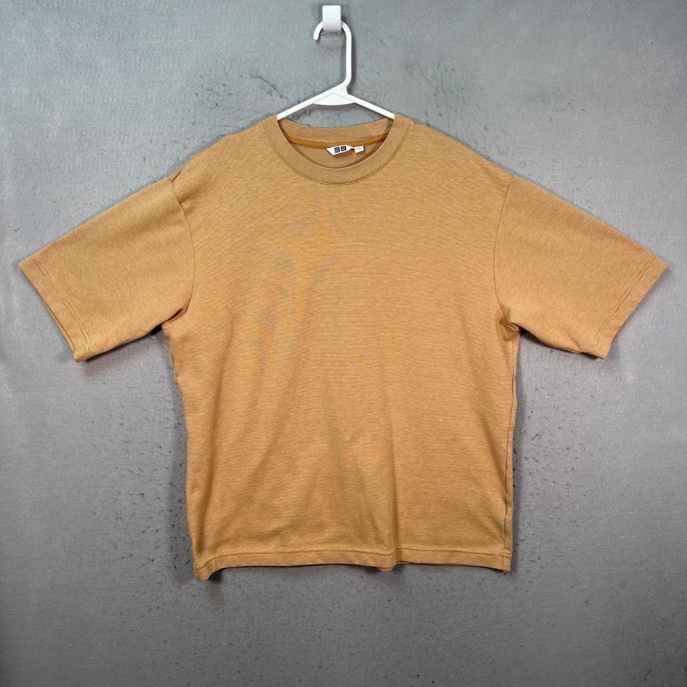 Uniqlo U Mens Size Large Striped Beige Airism T-Shirt Cotton Blend