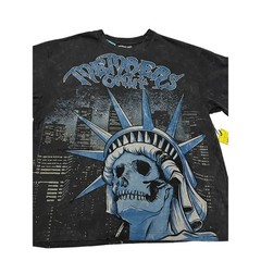 Members Only Men’s “Dead Liberty” Skull Graphic T-Shirt Acid Wash Black/Grey XL