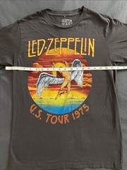 Led Zeppelin U.S. Tour 1975 Graphic Band Tee Gray Medium Rock Shirt