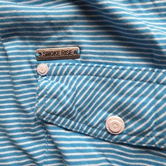 Vtg Smoke Rise T-Shirt Vintage Look Turquoise Striped Pocket Epaulettes XL NEW