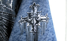 Affliction T-Shirt Men’s 3XL Blue Silver Foil Burnout Tee Lightweight Biker Rock