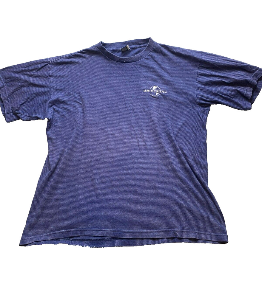 VTG Universal Studios Shirt Adult Extra Large Striped Embordered Globe Logo Mens