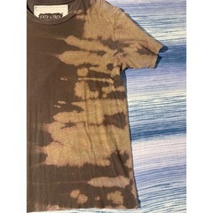 Upcycled Bleach Wash Tee Charcoal Olive Gold Asymmetric Mens Large Moths