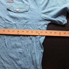 Vtg Smoke Rise T-Shirt Vintage Look Turquoise Striped Pocket Epaulettes XL NEW