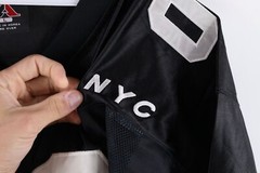 NOS Vtg Streetwear Mens Large Striped New York Hip Hop Spell Out Football Jersey