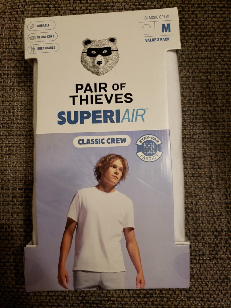 Men’s Pair Of Thieves 3pk Super Air Classic Crew Neck T-Shirts White Medium M