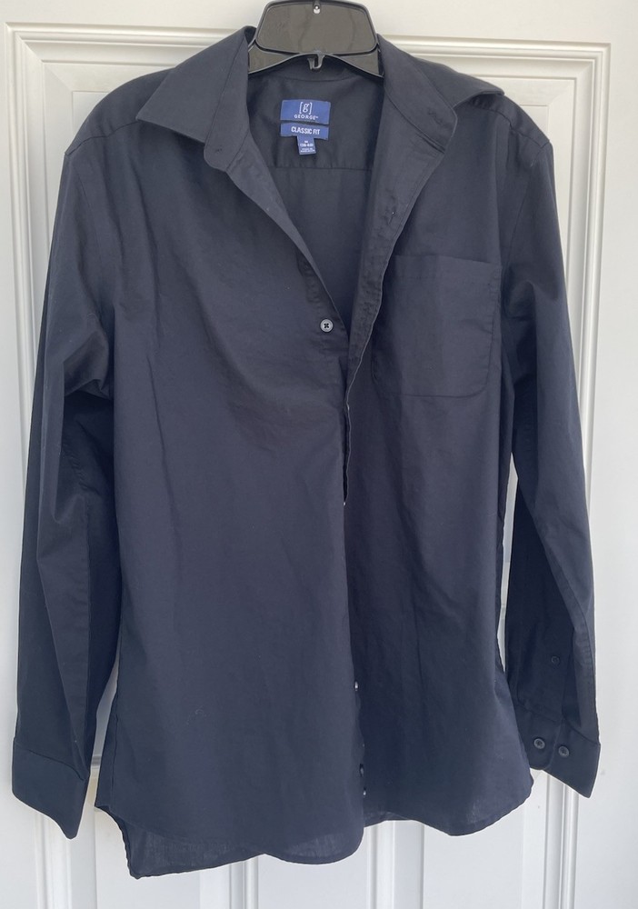 George Button Up Classic Fit Long Sleeve Shirt Men’s Size M (38-40) Black