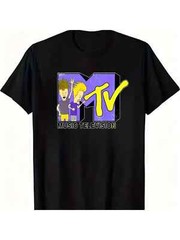 Men’S Retro MTV Logo Cotton T-Shirt – Breathable, Comfort Fit for Casual