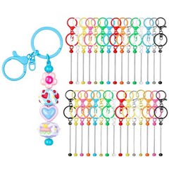 30pcs Beadable Keychains Keychain Bulk kit Cute Blank Bead Keychain Strip DIY…