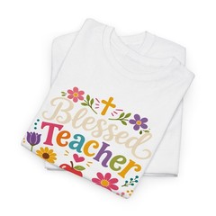 Mens Colorful Christian Teacher Floral Blessing T-Shirt