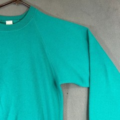 Vintage 1980’s Teal Blank Long Sleeve Crewneck Sweatshirt Made in USA Small
