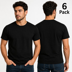 Men’s 220 GSM Black Cotton T-Shirt Crew Neck Short Sleeve Regular Fit S,M,L,XL