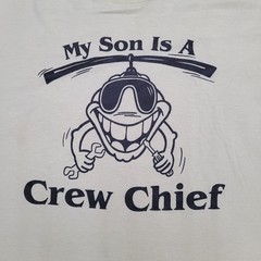 Vintage 90s HANES Funny Crew Chief Mom Shirt M/L 20×26 Beige USA