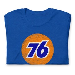 76 Oil Vintage Style Gas Graphic Tee Royal Heather Short-Sleeve Unisex T-Shirt