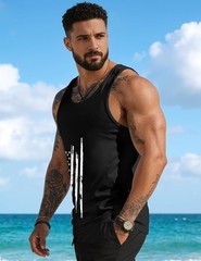 Mens Graphic Tank Tops Sleeveless Muscle Shirts Beach Palm Tree Hawaiian Gym Wor