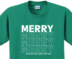 Merry Christmas Holiday T-Shirt Short Sleeve Graphic Tee Unisex apparel Text