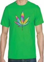 Adult DryBlend® T-Shirt – ( TIE DYED LEAF – PRIDE / WEED / 420)