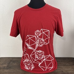 Cyberoptix D20 Dice Dungeon Master Large T-Shirt Red Hand Printed in Detroit USA