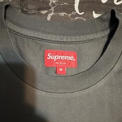 Supreme Men’s Gray Pocket Logo T-Shirt Size M Cotton Crew Neck Short Sleeve