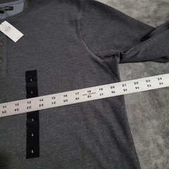 Banana Republic Shirt Men Large Gray Henley Knit Long Sleeve Minimalist NWT