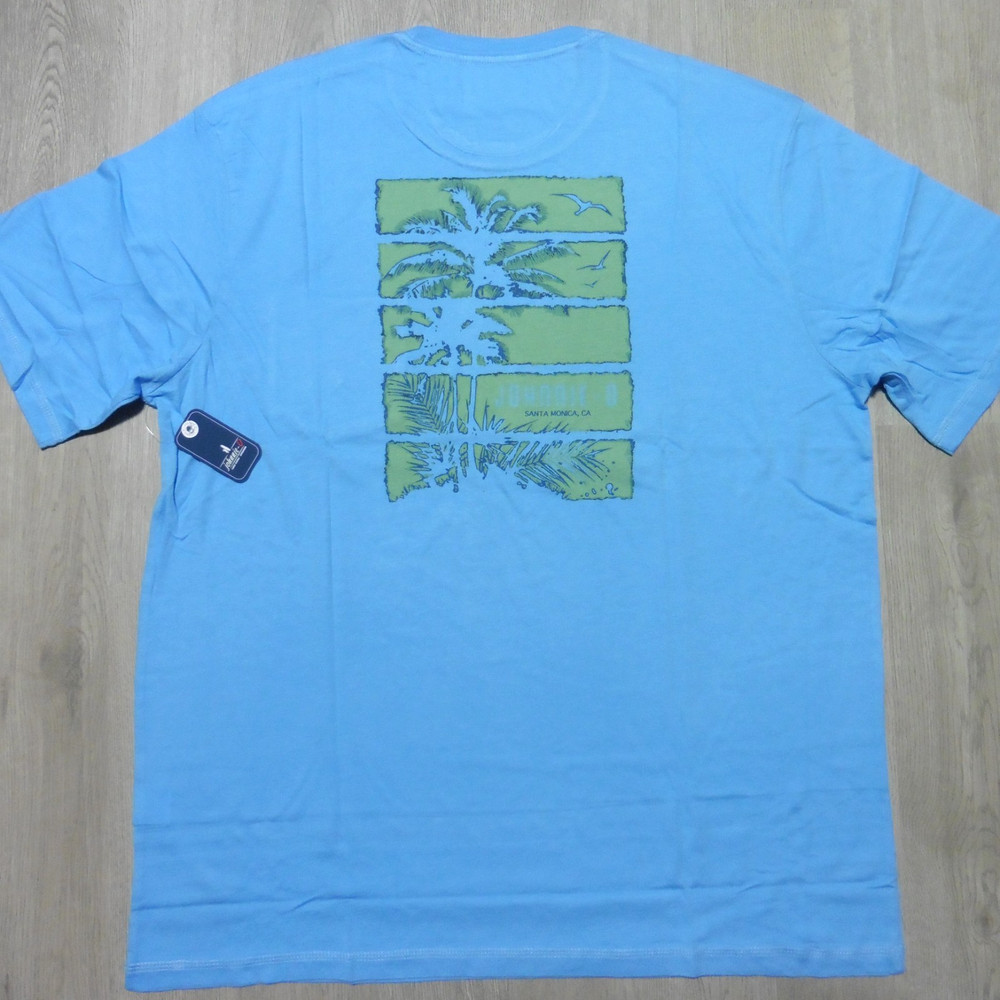 JOHNNIE O Mens M MEDIUM T SHIRT PALM PARADISE MALIBLU GOLF BLUE SANTA MONICA TEE