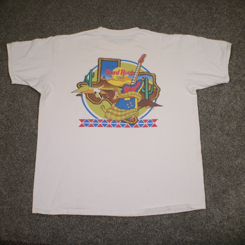 VTG Hard Rock Cafe Tshirt Mens XL White San Antonio Texas Guitar Snake Print USA