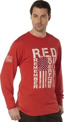 Rothco Mens Red Long Sleeve Remember Everyone Deployed T-Shirt Athletic Fit Tee