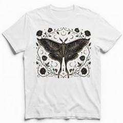 Luna Moth Galaxy Roses T-Shirt Gothic Witchy Celestial Boho Night Sky Gift Tee