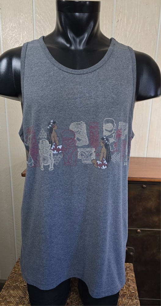 Hinano Tahiti Island Girl Gray Tahiti Sleeveless Tank Top T-Shirt Sz XL